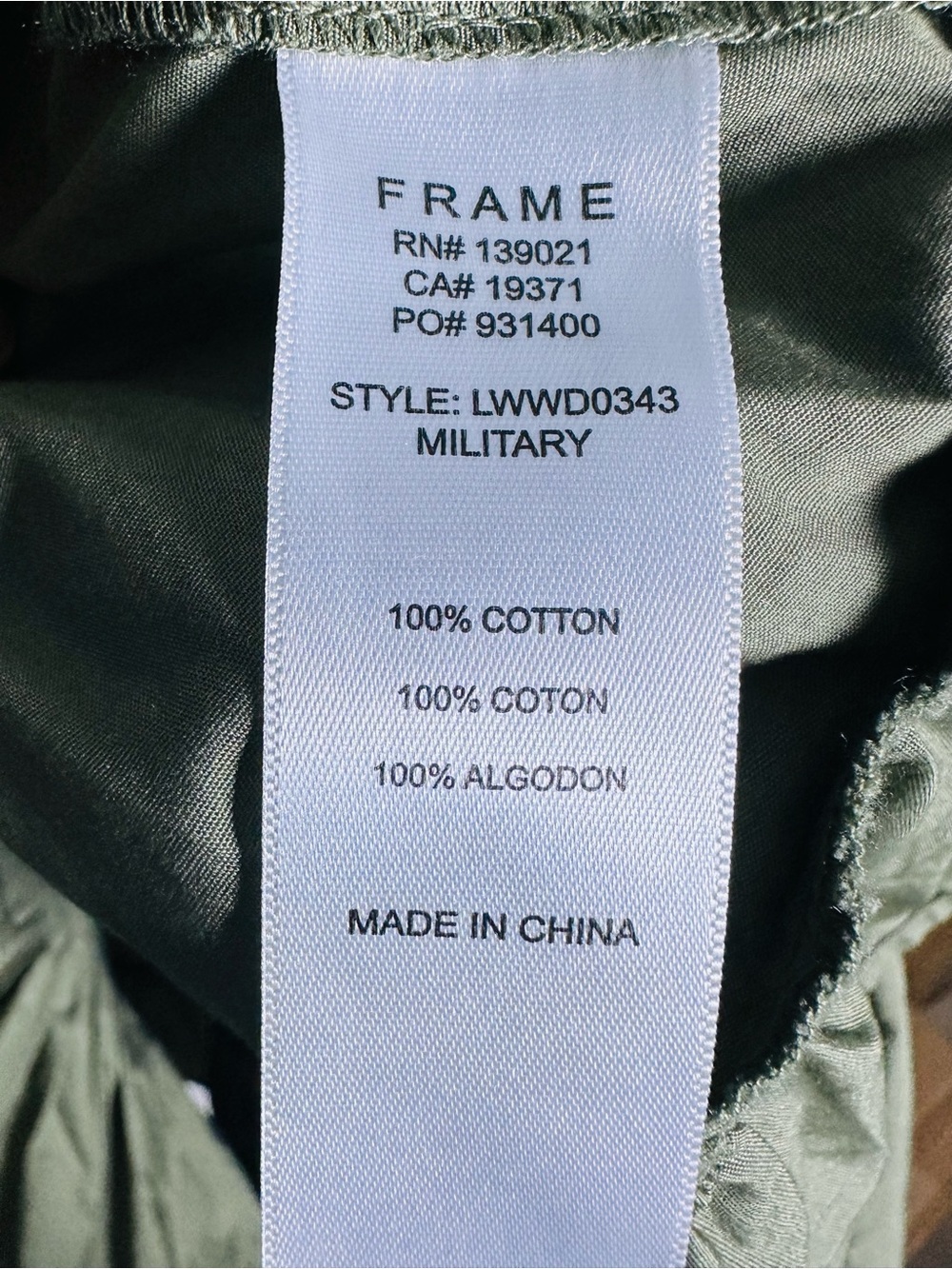 FRAME Gemma Maxi Dress in Military M 100% Cotton Asymmetrical Casual Relax Fit - Picture 13 of 14